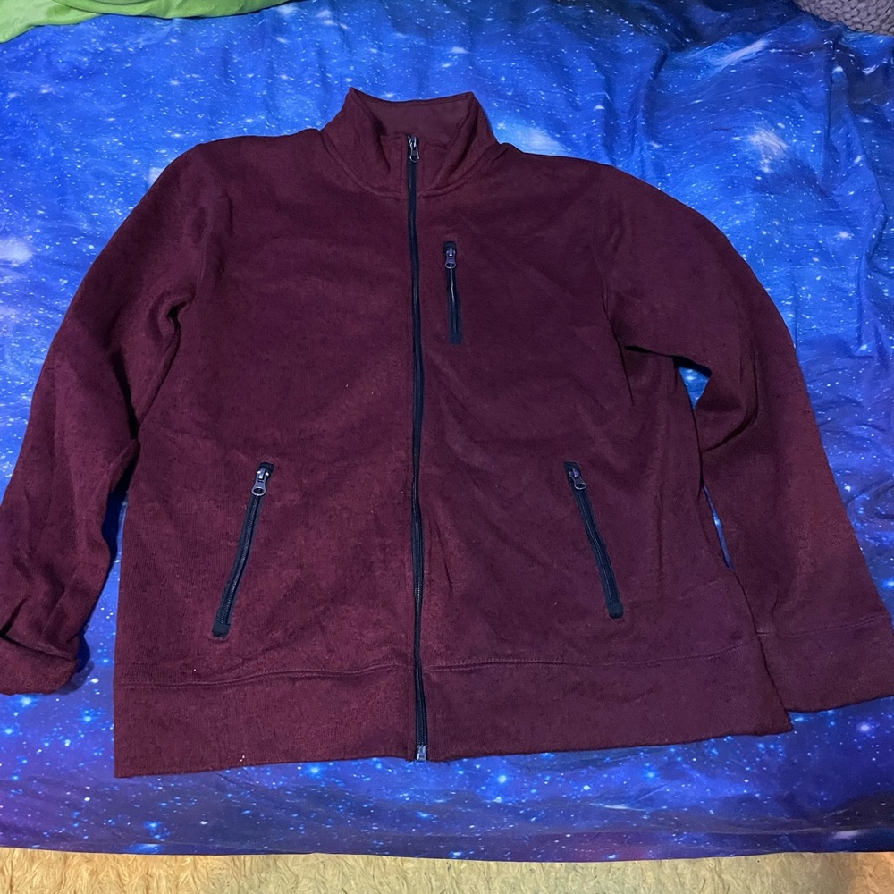 Men’s Sonoma Burgundy Zip up Jacket with Zipper Pockets- size Large🔥